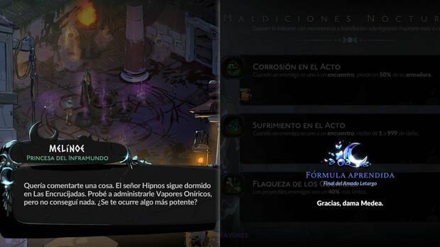 Hades 2 - Desbloquear la fórmula Final del Amado Letargo gracias a Medea