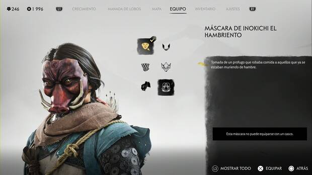 Ghost of Yotei - Mscaras, Mscara de Inokichi el Hambriento