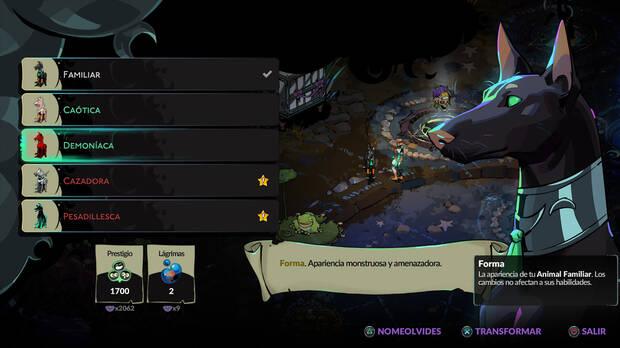 Hades 2 - Cambiar el aspecto de los Animales familiares