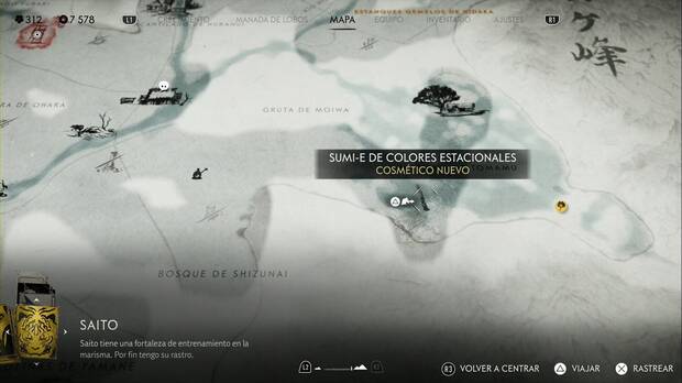 Ghost of Yotei - Sumi-e en la Cordillera de Tokachi, ubicacin del sumi-e Colores estacionales