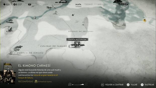Ghost of Yotei - Mitos, El general de los lirios araña, ubicación de la Puerta Misteriosa en la esquina sudeste de la Cordillera de Tokachi