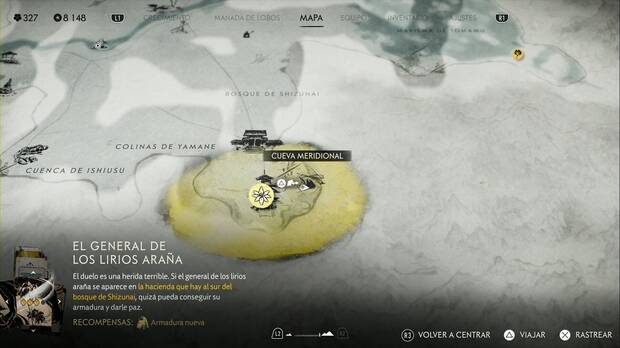 Ghost of Yotei - Mitos, El general de los lirios araña, ubicación de la Cueva Meridional