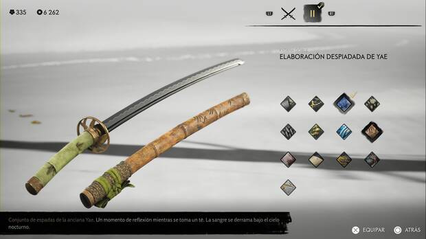 Ghost of Yotei - Conjuntos de armas, Elaboracin despiadada de Yae