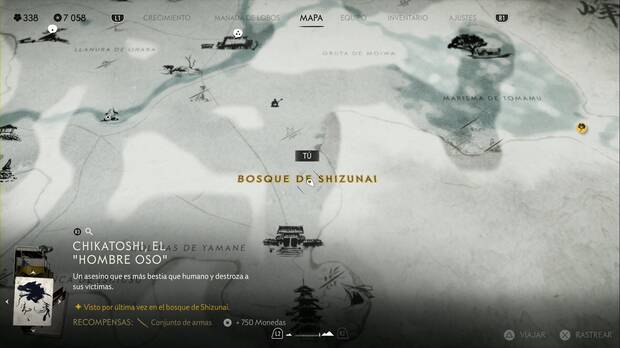 Ghost of Yotei - Recompensas en la Cordillera de Tokachi, ubicacin de Chikatoshi, el Hombre oso