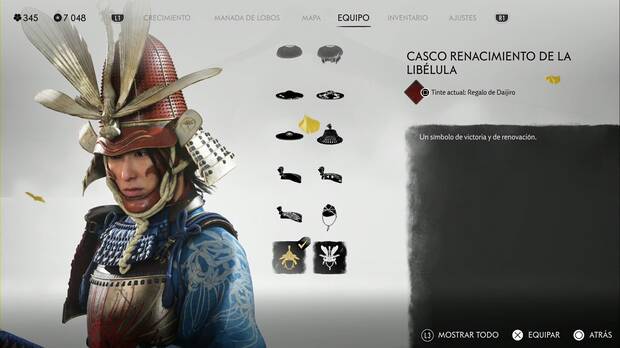 Ghost of Yotei - Cascos, Casco renacimiento de la liblula