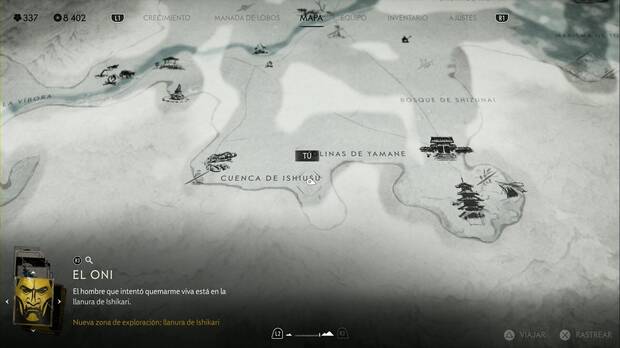 Ghost of Yotei - Relatos en la Cordillera de Tokachi, punto donde comienza el relato Sálvese quien pueda