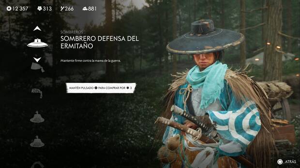 Ghost of Yotei - Cascos, Sombrero defensa del ermitao