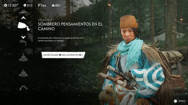 Ghost of Yotei - Cascos, Sombrero pensamientos en el camino