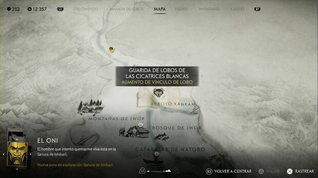 Ghost of Yotei - Guaridas de lobos en el Bosque de Nayoro, ubicacin de la guarida Cicatrices blancas