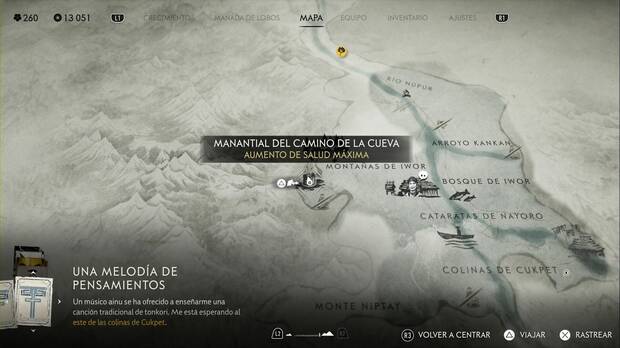 Ghost of Yotei - Manantiales en el Bosque de Nayoro, ubicacin del manantial del camino de la cueva