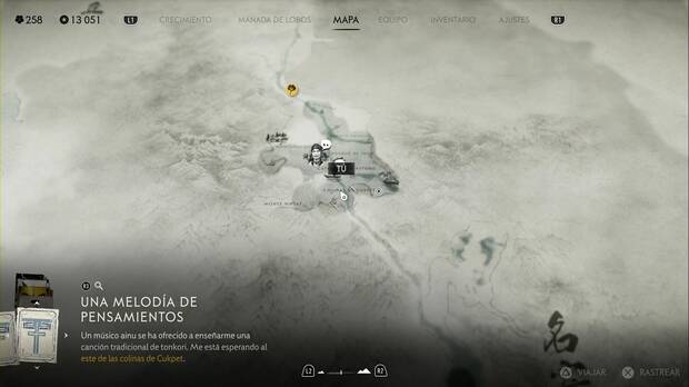 Ghost of Yotei - Lugares especiales en el Bosque de Nayoro, ubicación del letrero de las Colinas de Cukpet