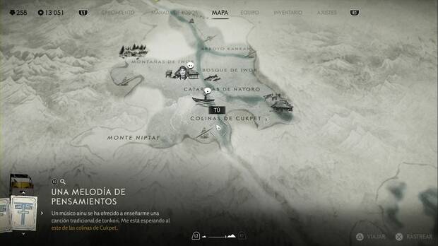 Ghost of Yotei - Lugares especiales en el Bosque de Nayoro, ubicación del letrero de las Colinas de Cukpet