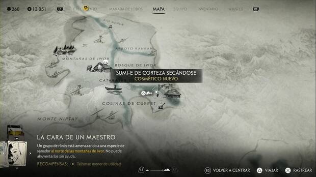 Ghost of Yotei -Sumi-e en el Bosque de Nayoro, ubicacin de Corteza secndose