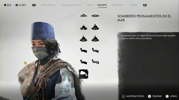 Ghost of Yotei - Cascos, Sombrero pensamientos en el mar