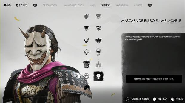 Ghost of Yotei - Mscaras, Mscara de Eijiro el Implacable