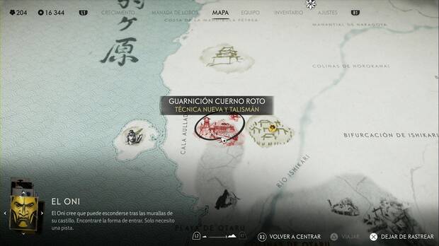 Ghost of Yotei - Campamentos de los Seis en la Llanura de Ishikari, ubicación del campamento Guarnición cuerno roto