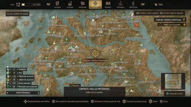 The Witcher 3:  Wild Hunt Remastered - Huellas misteriosas; ubicaci�n del cazador en Valdetilo