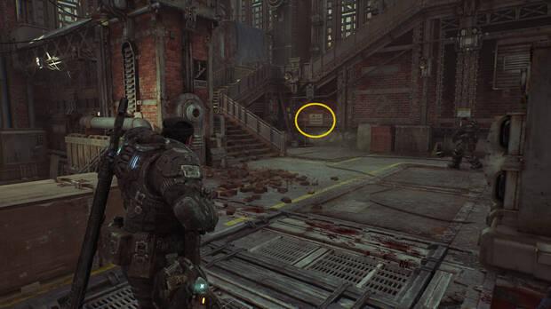 Gears of War: E-Day - Ubicacin del coleccionable del acto 4 Aviso de cierre de la fbrica Seradyne