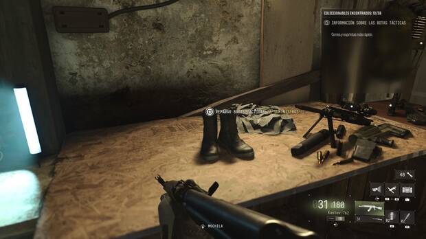 Call of Duty: Modern Warfare 4 - D�nde encontrar la nota coleccionable Informaci�n sobre las botas t�cticas en la misi�n 10 Atrapados