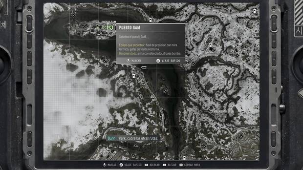 Call of Duty: Modern Warfare 4 - Localizacin en el mapa de la misin 10 Atrapados de la nota coleccionable Nota del puesto SAM sobre los bnkeres