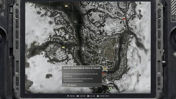 Call of Duty: Modern Warfare 4 - Localizacin en el mapa de la misin 10 Atrapados de la nota coleccionable Nota del teclado del pueblo del sureste