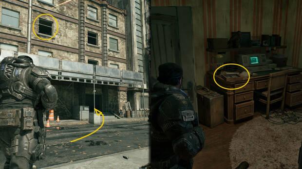 Gears of War: E-Day - Ubicacin del coleccionable del acto 2 Vitrina del bombardeo de Emgazi