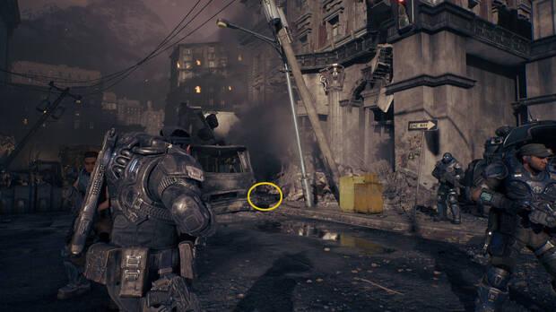 Gears of War: E-Day - Ubicacin del coleccionable del acto 2 Casco de la CGO con agujero de bala