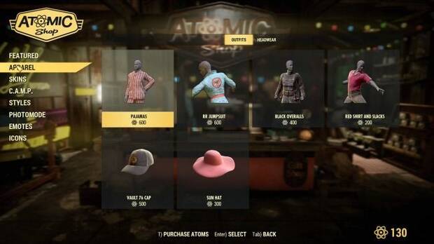 Estos son los artículos que podremos comprar con los Átomos de Fallout 76 Imagen 2