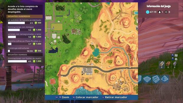 Fornite Battle Royale: Partida de Caza 10: localización de la estrella
