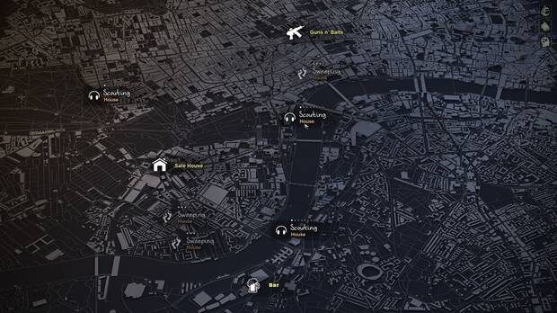 Desde este mapa escogeremos los casos, iremos a la tienda, visitaremos nuestra casa o charlaremos con PNJ con información útil en el bar.