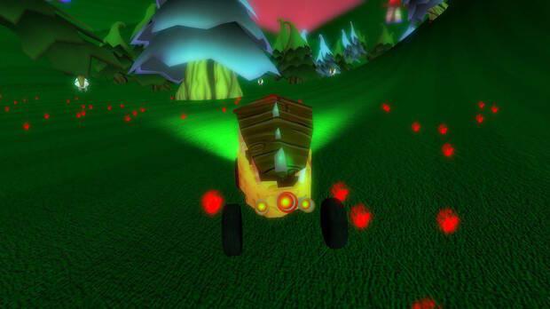 Este minijuego en 3D en el que controlamos a una especie de carrito de golf es del todo horrible: no se salva ni el control del vehículo.