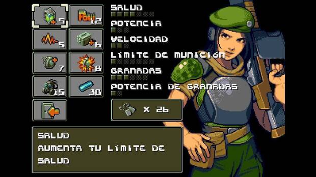Aquí tenéis la pantalla de mejora de personaje.