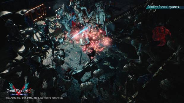 En la dificultad Caballero Oscuro Legendario 'DMC 5' se convierte en un musou, con decenas de enemigos en pantalla.