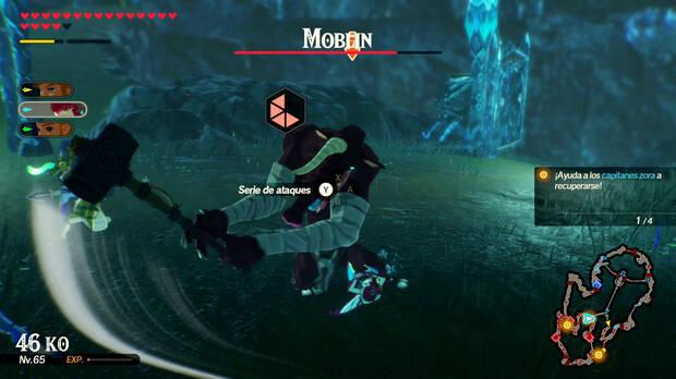 Como en 'Breath of the Wild', ralentizaremos el tiempo para realizar un furioso contraataque si esquivamos un golpe justo en el momento en el que lo vamos a recibir. Hacer esto tambi�n expone el punto d�bil del enemigo.