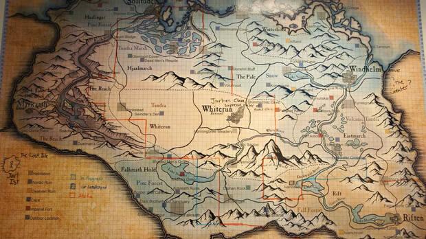 Primera versión del mapa de Skyrim.