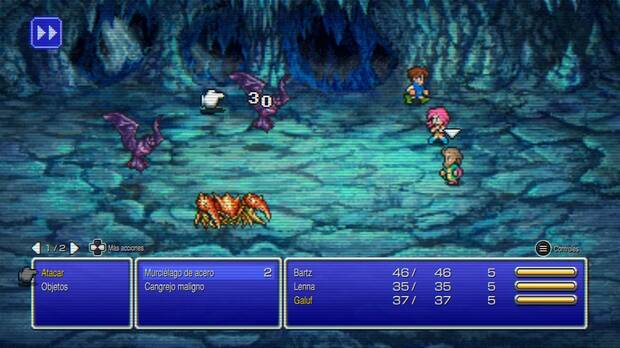 Los combates son aleatorios y hacen gala del sistema BTC que la saga introdujo con 'Final Fantasy IV', por lo que nuestros personajes solo podrán actuar cuando su medidor de tiempo llegue al máximo.