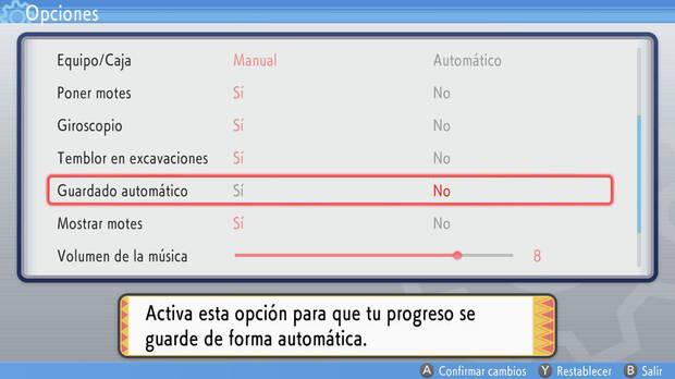 Pokémon Diamante Brillante y Pokémon Perla Reluciente - Desactivar la opción de guardado automático