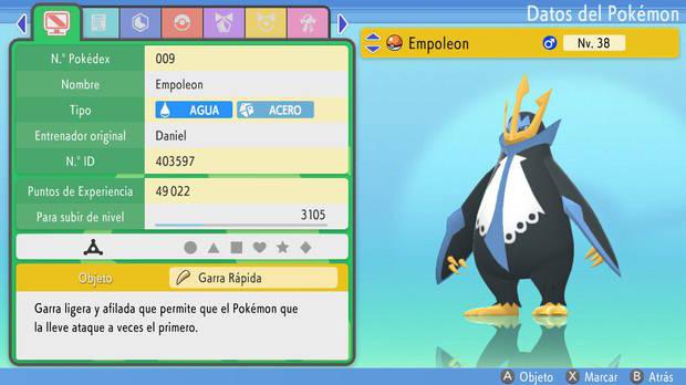 Pokémon Diamante Brillante y Pokémon Perla Reluciente - Ficha de datos en el truco clonar