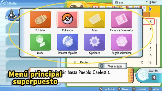 Pokémon Diamante Brillante y Pokémon Perla Reluciente - Menú principal superpuesto