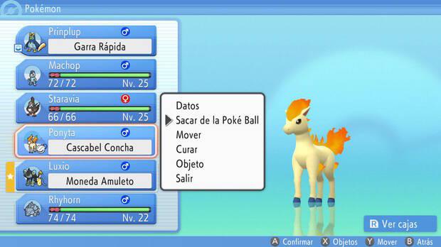 Pokémon Diamante Brillante y Pokémon Perla Reluciente - Opción para sacar de la Poké Ball a un Pokémon