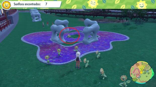 Pokémon Escarlata y Púrpura - Localización de Sunflora nº 8 en el examen del Gimnasio Planta
