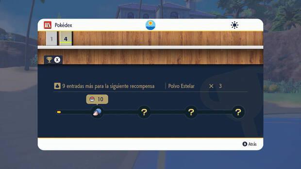Pokémon Escarlata y Púrpura - Recompensas por logros de la Pokédex
