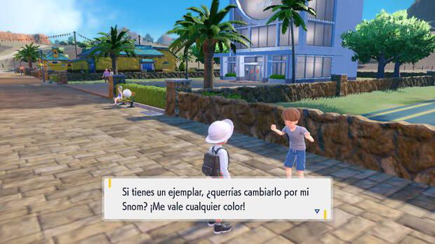 Pokémon Escarlata y Púrpura - Intercambio de NPC de un Snom en Pueblo Altamía