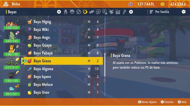 Pokémon Escarlata y Púrpura - Cómo reiniciar los Puntos de Esfuerzo con bayas