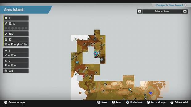 Sonic Frontiers - Localización en el mapa del desafío M-048 de Ares Island