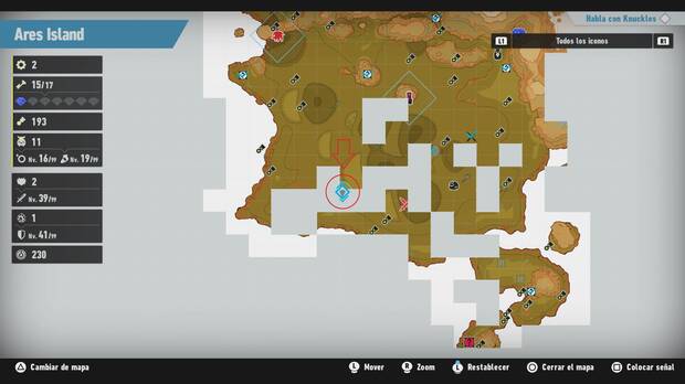 Sonic Frontiers - Localización en el mapa del desafío M-027 de Ares Island