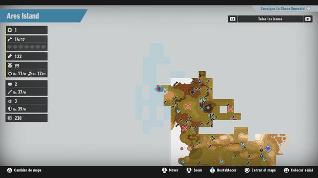 Sonic Frontiers - Localización en el mapa del desafío M-049 de Ares Island