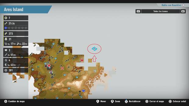 Sonic Frontiers - Localización en el mapa del desafío M-039 de Ares Island