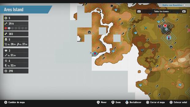 Sonic Frontiers - Localización en el mapa del desafío M-033 de Ares Island
