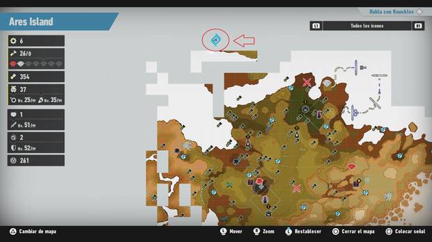 Sonic Frontiers - Localización en el mapa del desafío M-037 de Ares Island